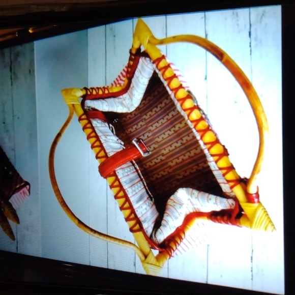 Brighton Canvas & Leather Bag W/Bamboo Handles - Picture 10 of 13